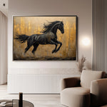 Horses 027 Canvas Art 18" x 24" / 45 x 60 cm / Black