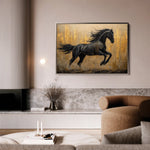 Horses 027 Canvas Art 18" x 24" / 45 x 60 cm / Black