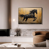 Horses 027 Canvas Art 18" x 24" / 45 x 60 cm / Black