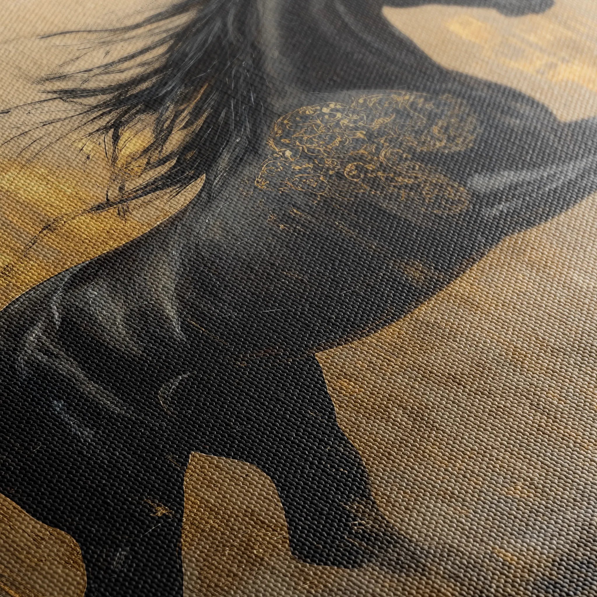 Horses 027 Canvas Art 18" x 24" / 45 x 60 cm / Black