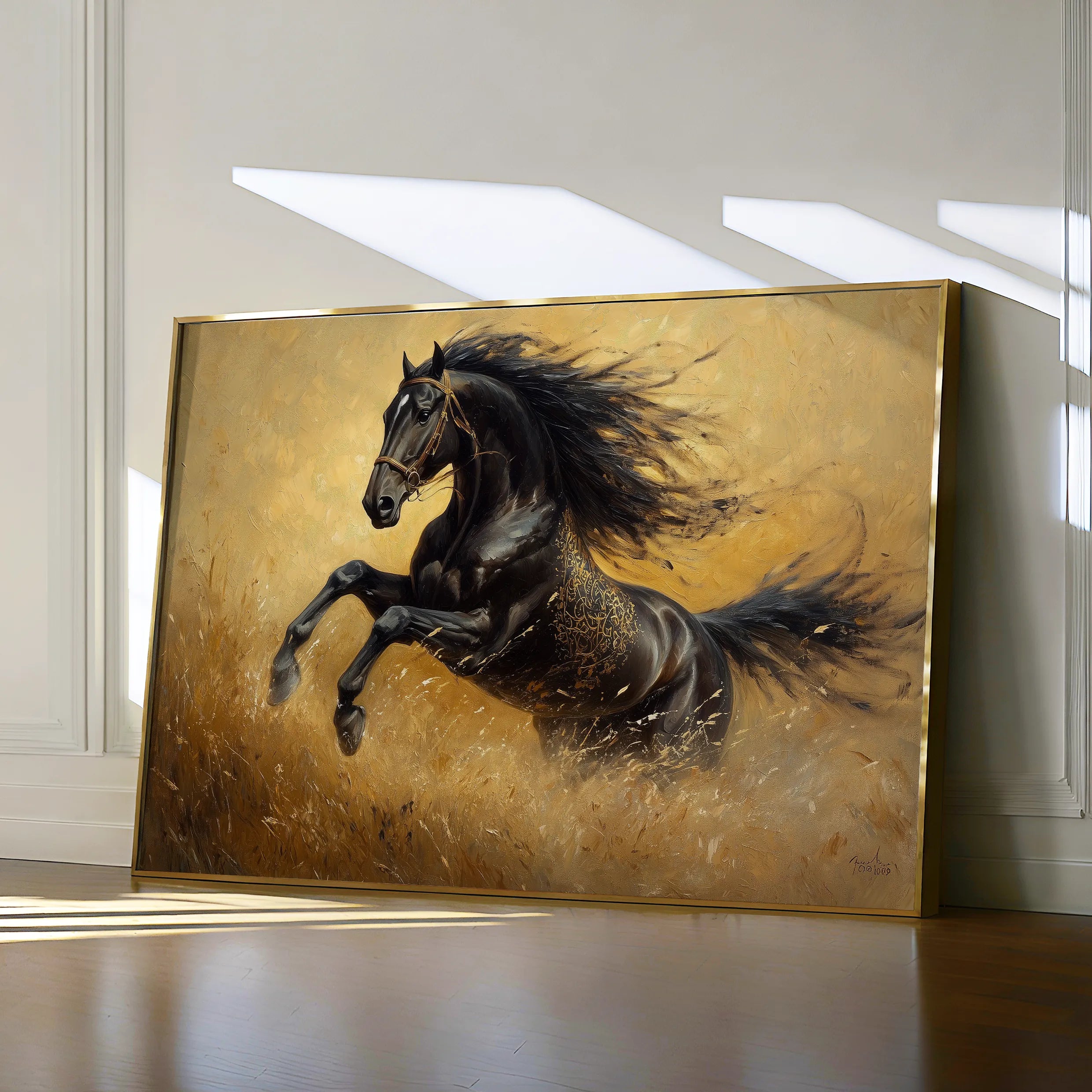 Horses 028 Canvas Art 18" x 24" / 45 x 60 cm / Black