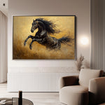 Horses 028 Canvas Art 18" x 24" / 45 x 60 cm / Black