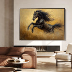 Horses 028 Canvas Art 18" x 24" / 45 x 60 cm / Black