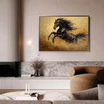 Horses 028 Canvas Art 18" x 24" / 45 x 60 cm / Black