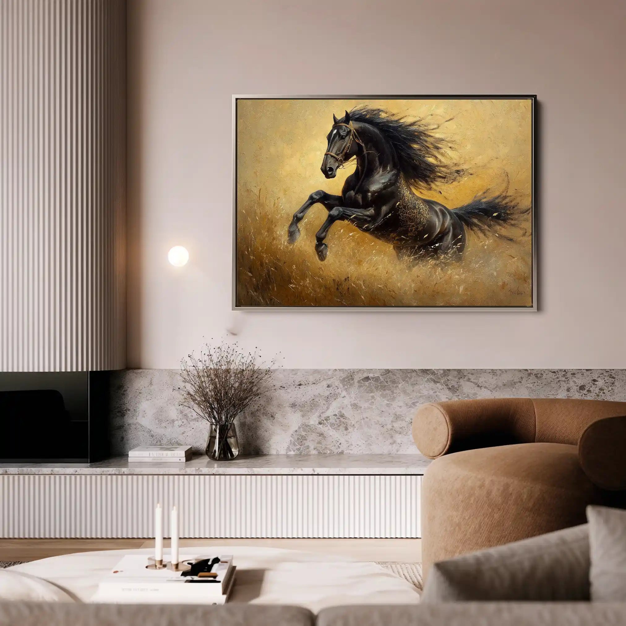 Horses 028 Canvas Art 60 x 40 cm / Black
