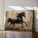 Horses 029 Canvas Art 18" x 24" / 45 x 60 cm / Black