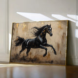 Horses 029 Canvas Art 18" x 24" / 45 x 60 cm / Black