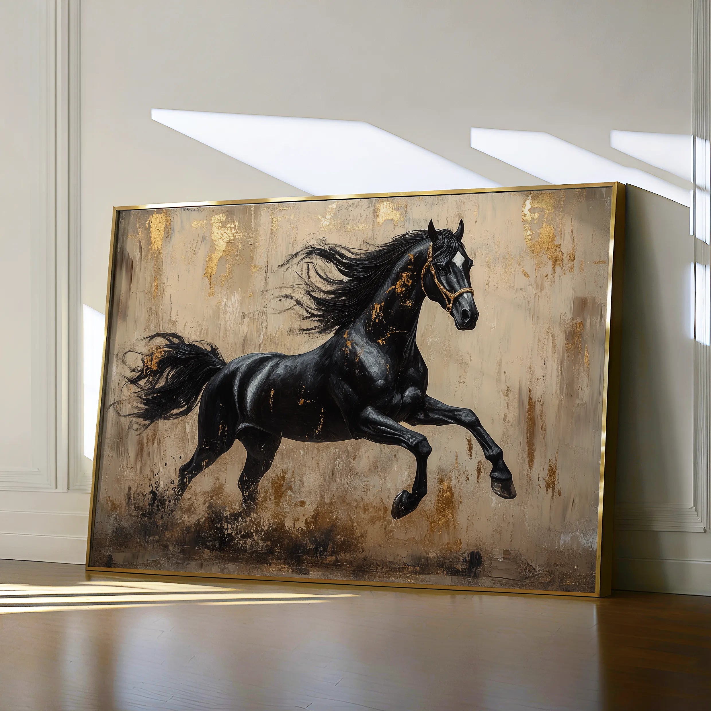 Horses 029 Canvas Art 18" x 24" / 45 x 60 cm / Black