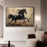 Horses 029 Canvas Art 18" x 24" / 45 x 60 cm / Black