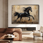 Horses 029 Canvas Art 18" x 24" / 45 x 60 cm / Black