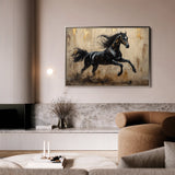 Horses 029 Canvas Art 18" x 24" / 45 x 60 cm / Black