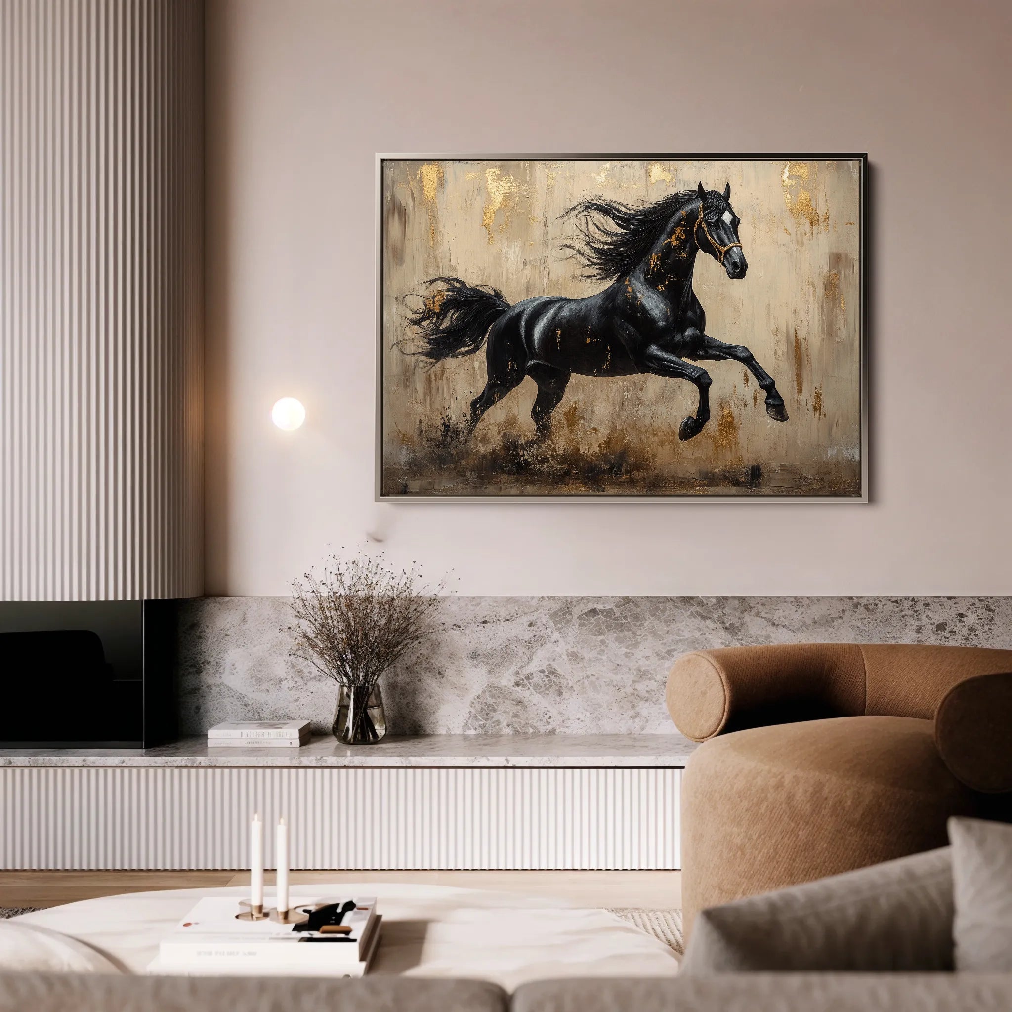 Horses 029 Canvas Art 18" x 24" / 45 x 60 cm / Black