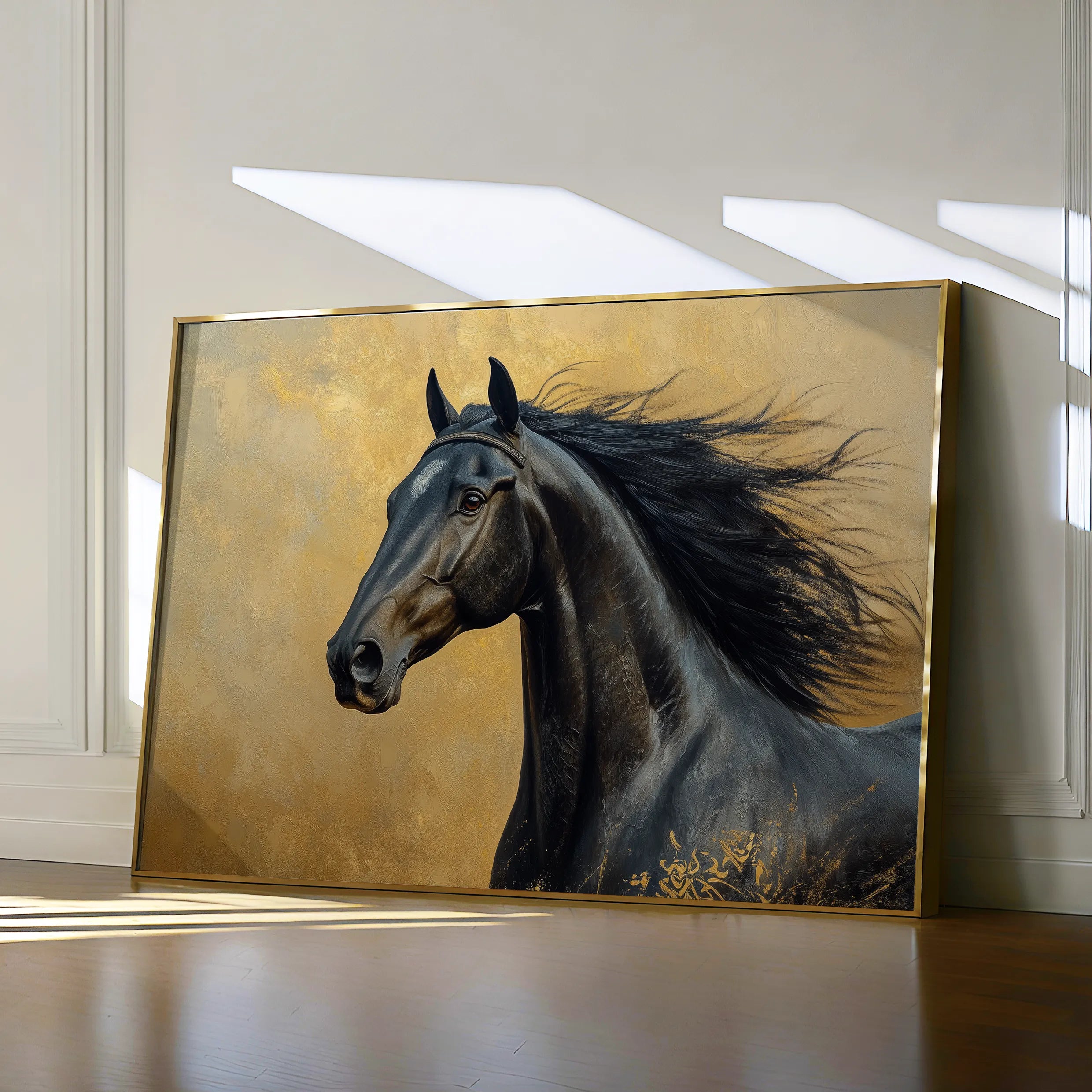 Horses 030 Canvas Art 18" x 24" / 45 x 60 cm / Black