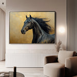 Horses 030 Canvas Art 18" x 24" / 45 x 60 cm / Black