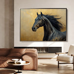 Horses 030 Canvas Art 18" x 24" / 45 x 60 cm / Black