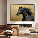 Horses 030 Canvas Art 18" x 24" / 45 x 60 cm / Black