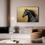 Horses 030 Canvas Art 18" x 24" / 45 x 60 cm / Black