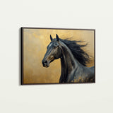 Horses 030 Canvas Art 18" x 24" / 45 x 60 cm / Black