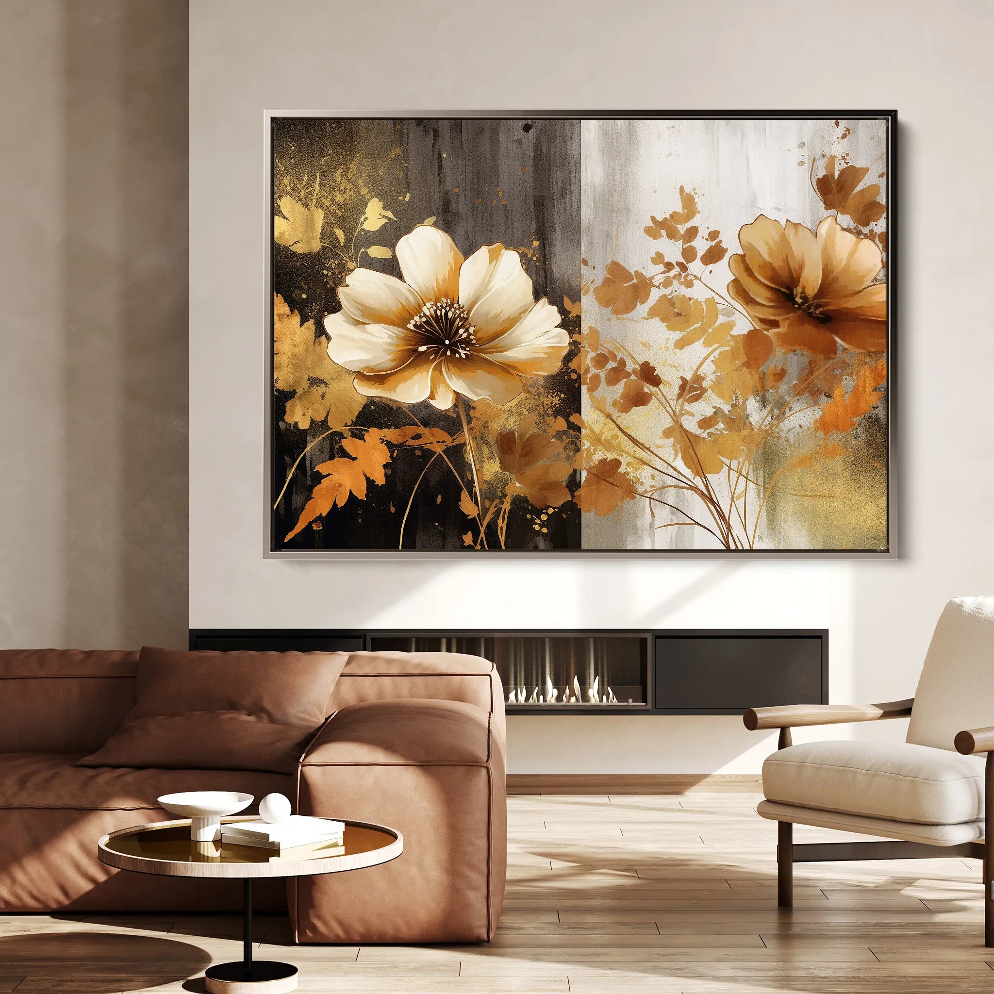 Floral 031 Canvas Art 18" x 24" / 45 x 60 cm / Black