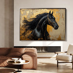 Horses 031 Canvas Art 18" x 24" / 45 x 60 cm / Black