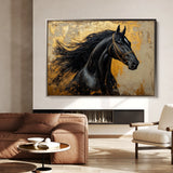 Horses 031 Canvas Art 18" x 24" / 45 x 60 cm / Black