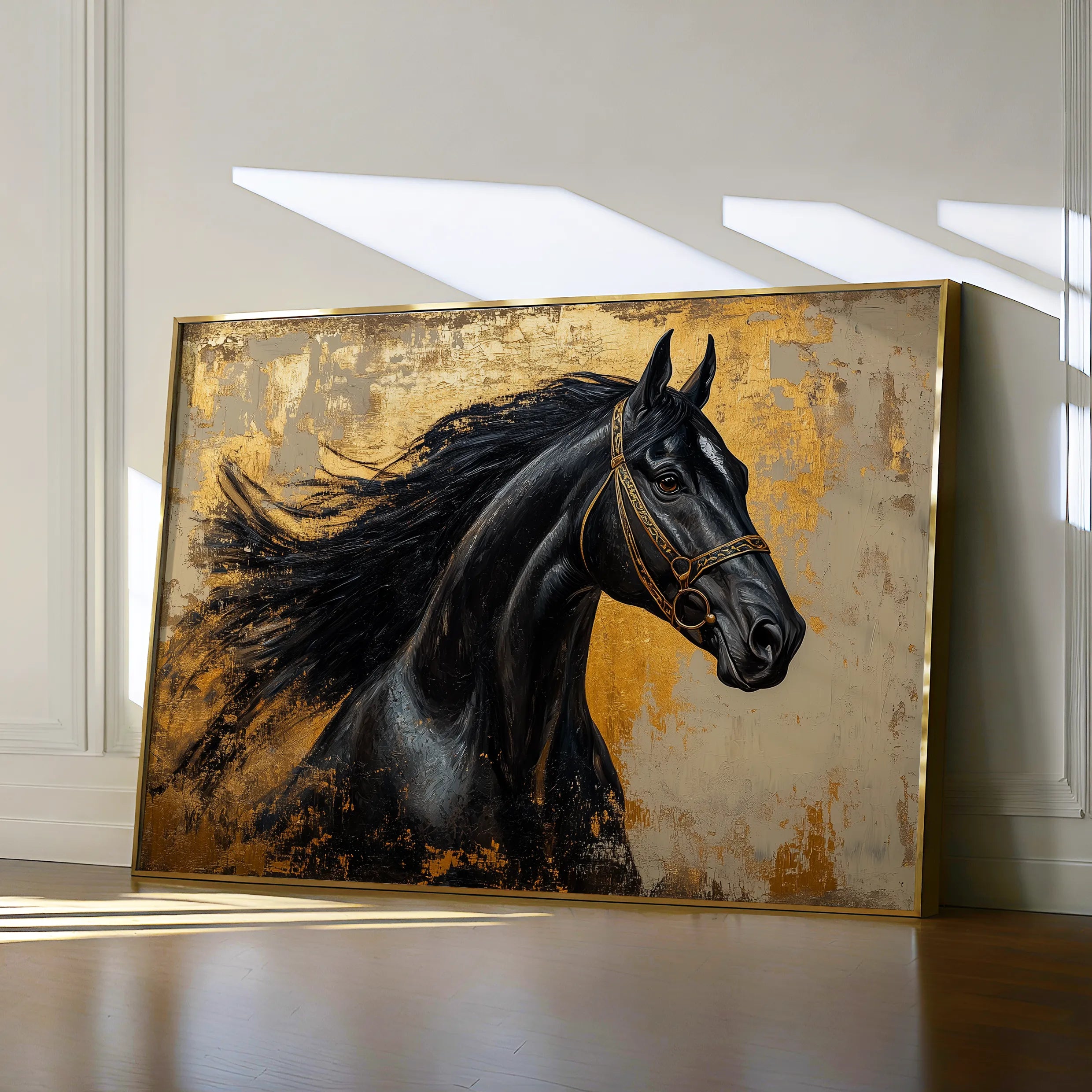 Horses 031 Canvas Art 18" x 24" / 45 x 60 cm / Black