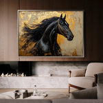 Horses 031 Canvas Art 18" x 24" / 45 x 60 cm / Black