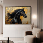 Horses 031 Canvas Art 18" x 24" / 45 x 60 cm / Black