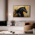 Horses 031 Canvas Art 18" x 24" / 45 x 60 cm / Black