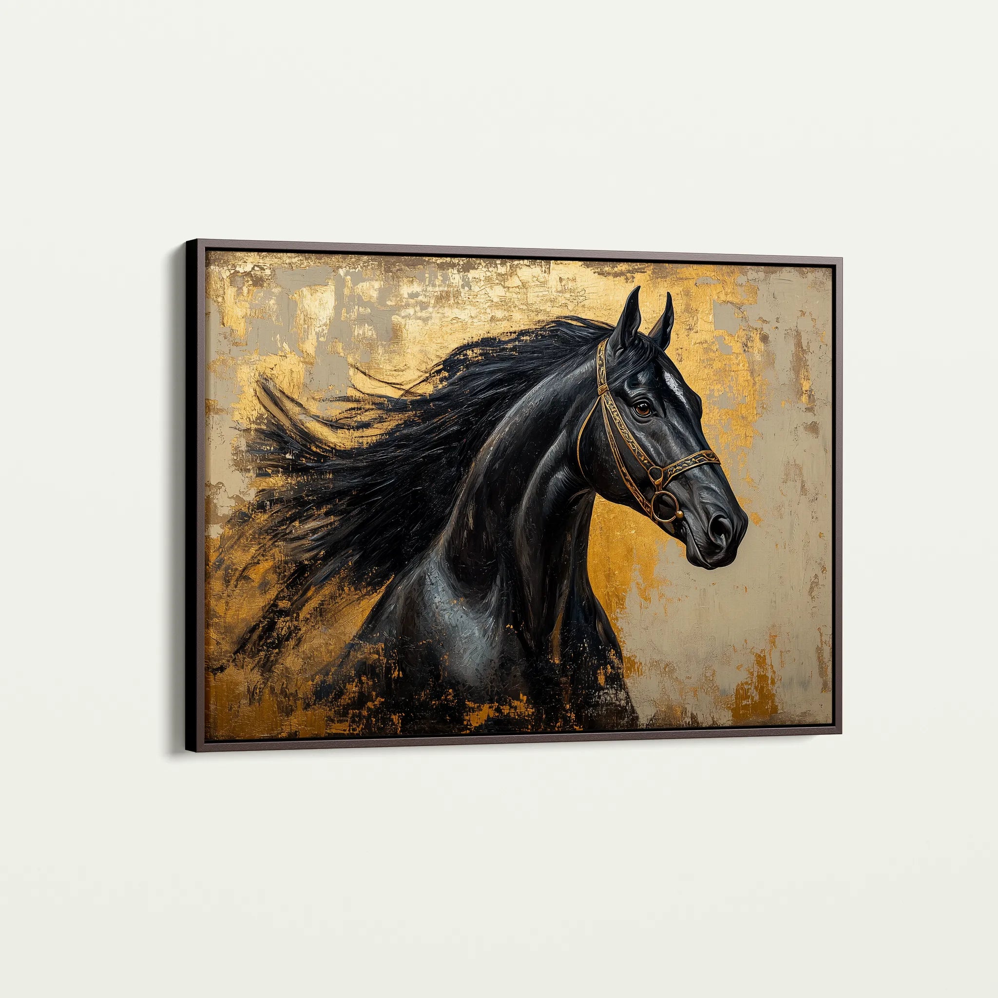 Horses 031 Canvas Art 18" x 24" / 45 x 60 cm / Black