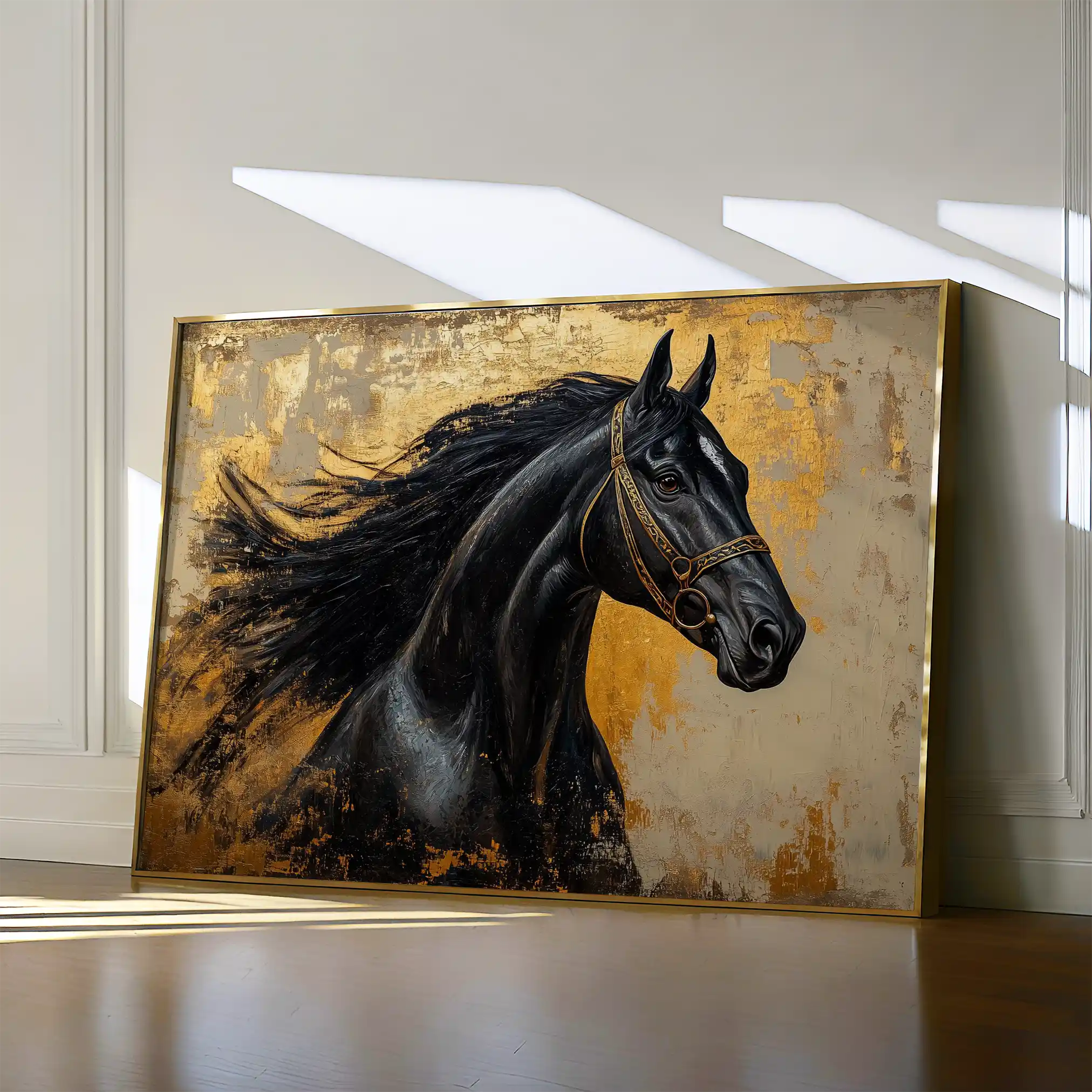 Horses 031 Canvas Art 60 x 40 cm / Black