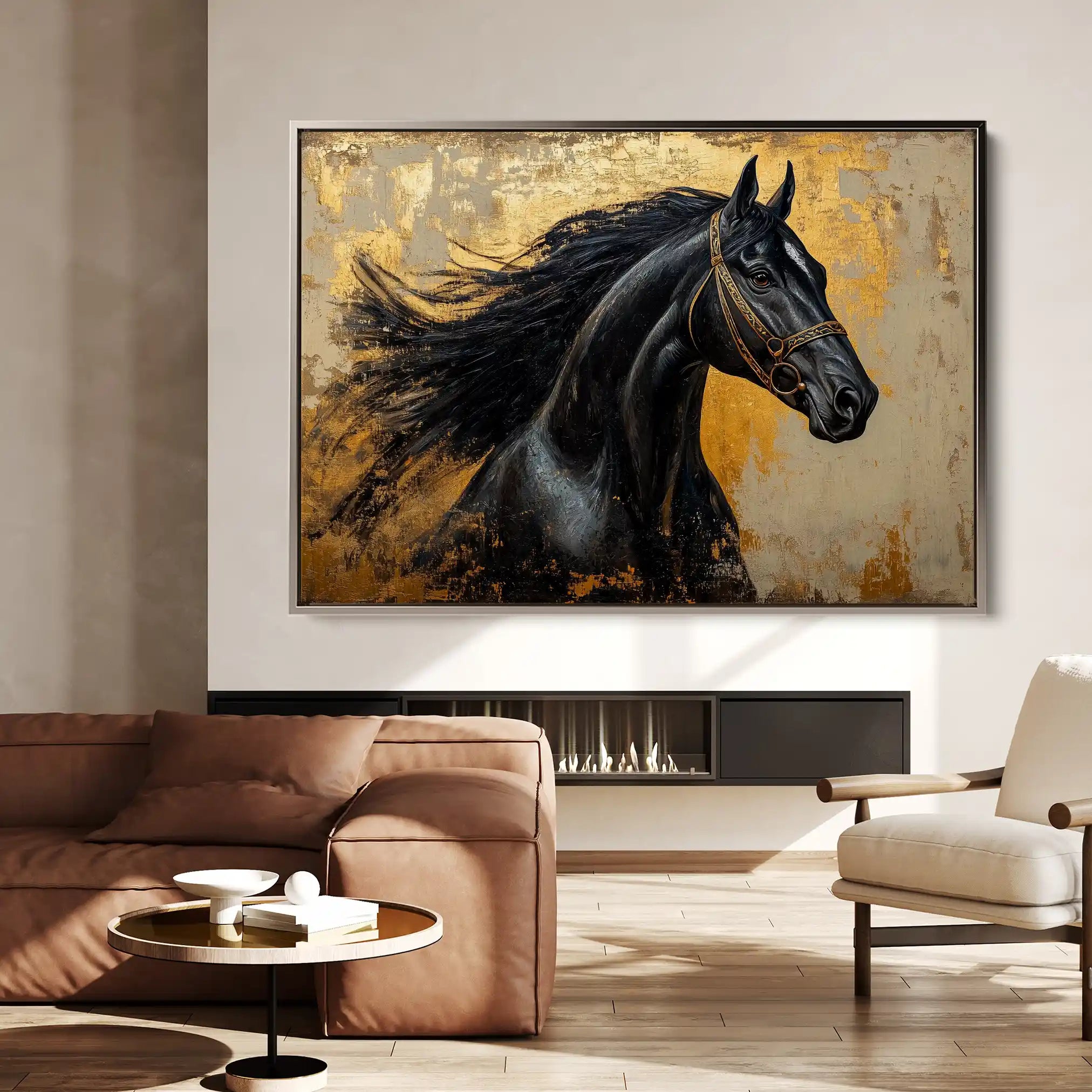 Horses 031 Canvas Art 60 x 40 cm / Black