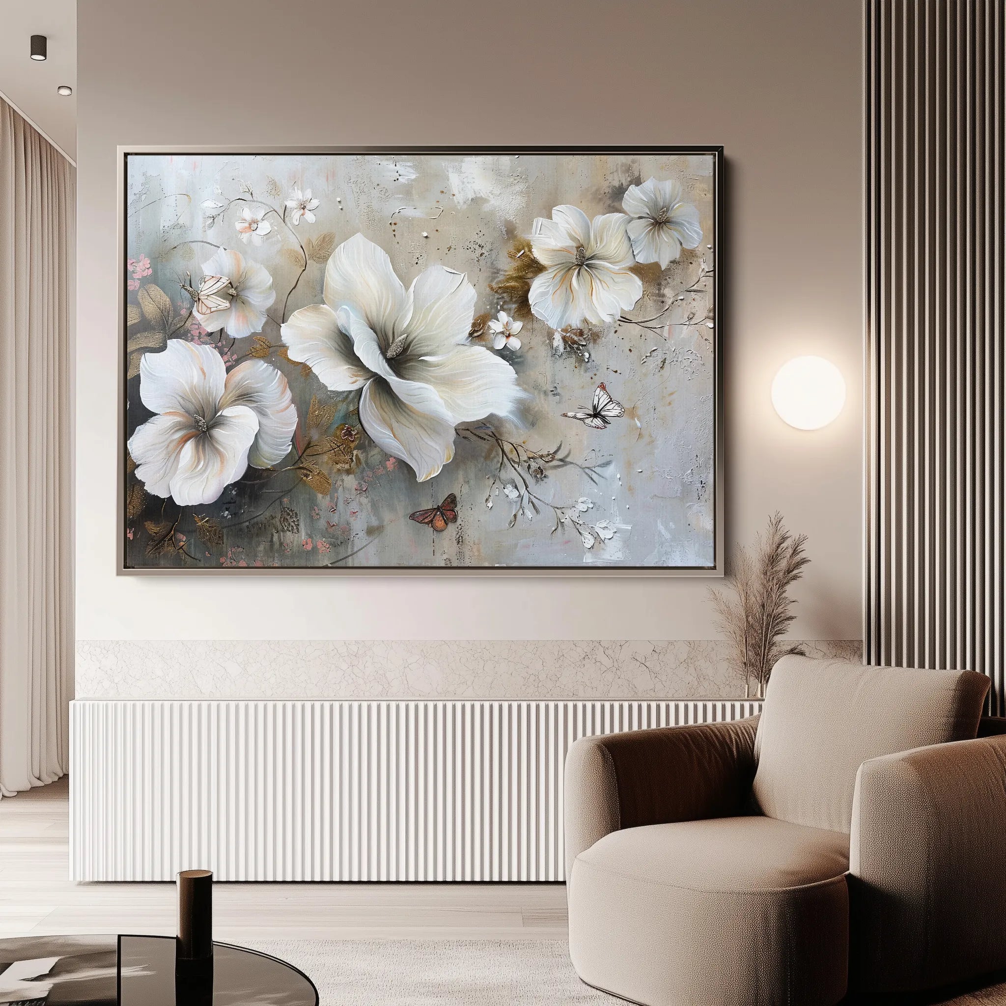 Floral 032 Canvas Art 18" x 24" / 45 x 60 cm / Black