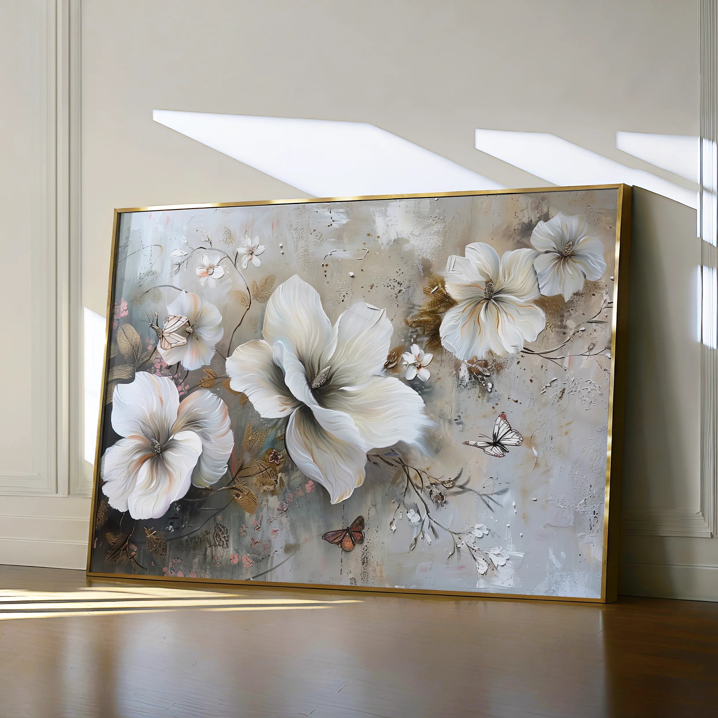 Floral 032 Canvas Art 18" x 24" / 45 x 60 cm / Black