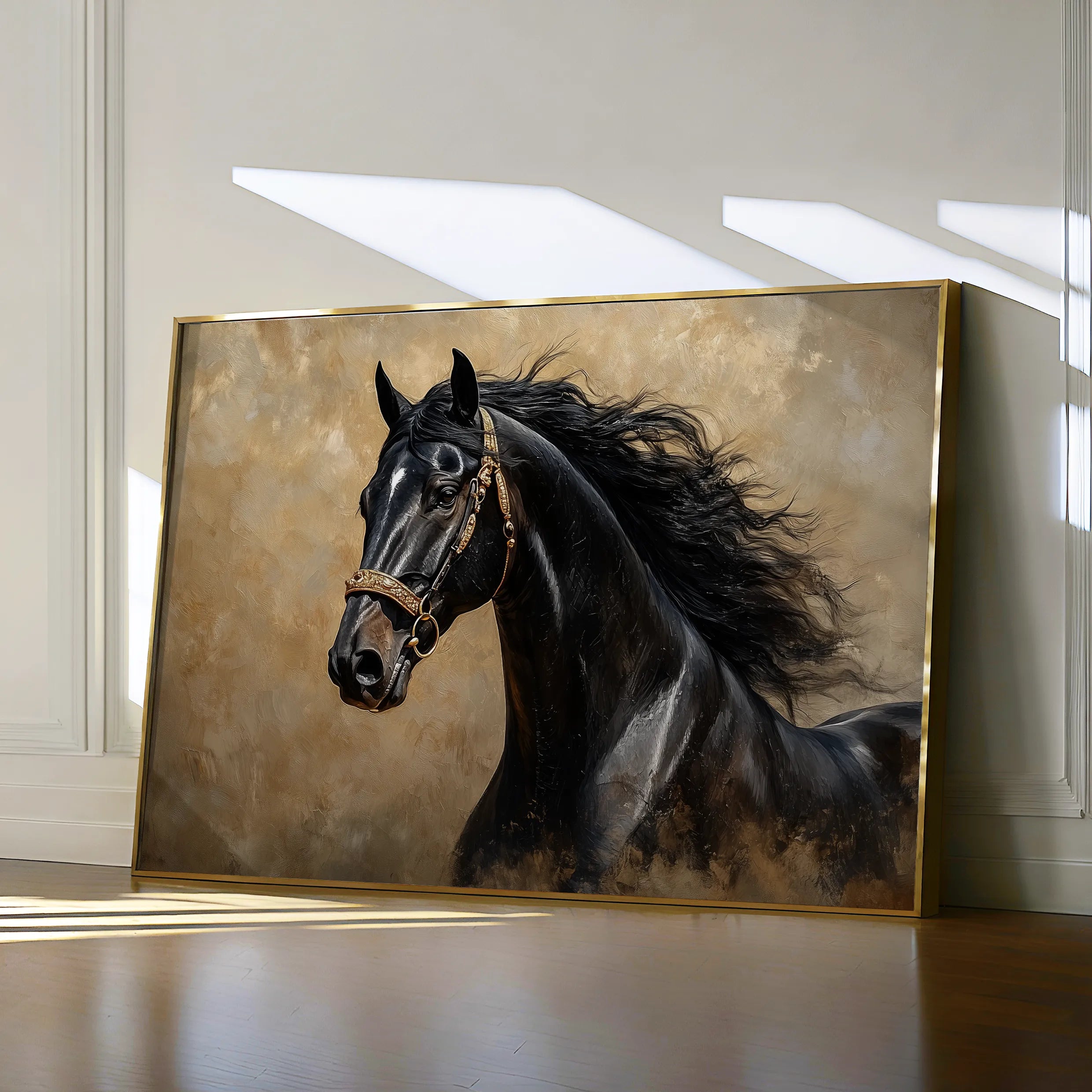 Horses 032 Canvas Art 18" x 24" / 45 x 60 cm / Black