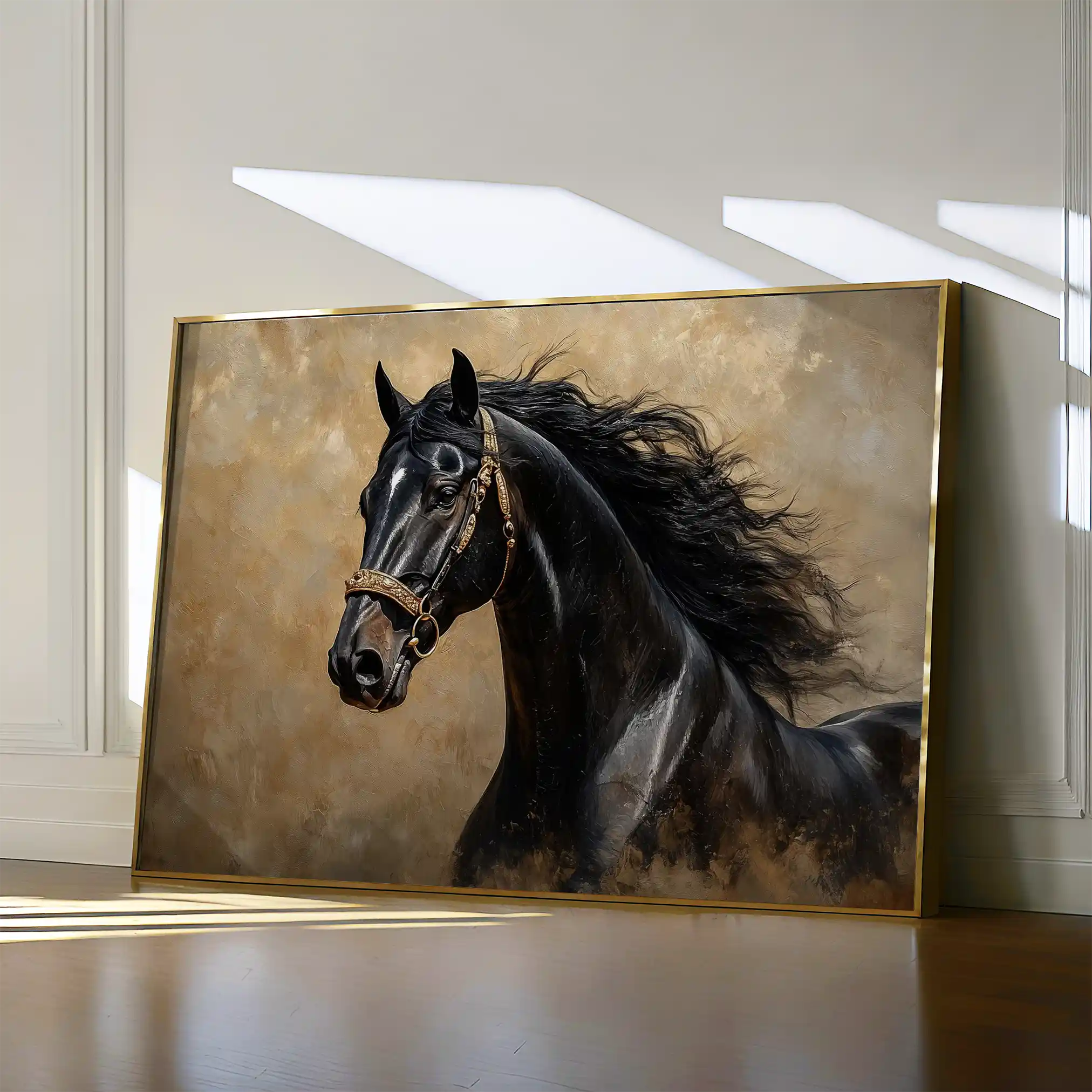 Horses 032 Canvas Art 60 x 40 cm / Black