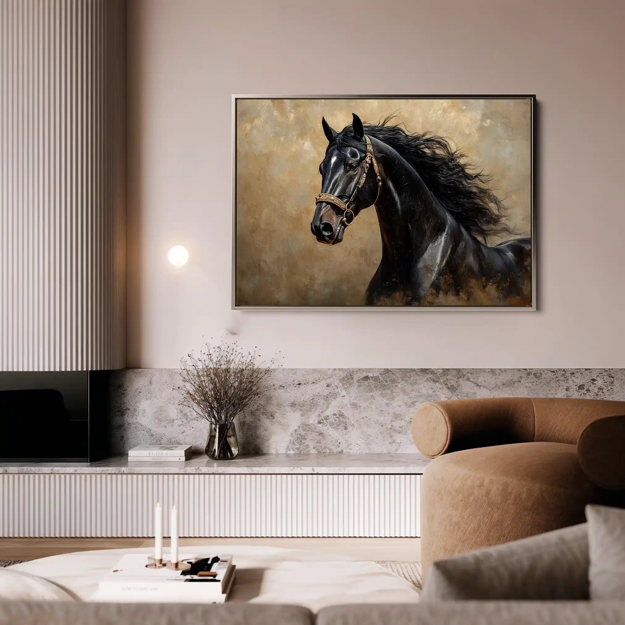 Horses 032 Canvas Art 60 x 40 cm / Black