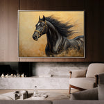 Horses 033 Canvas Art 18" x 24" / 45 x 60 cm / Black