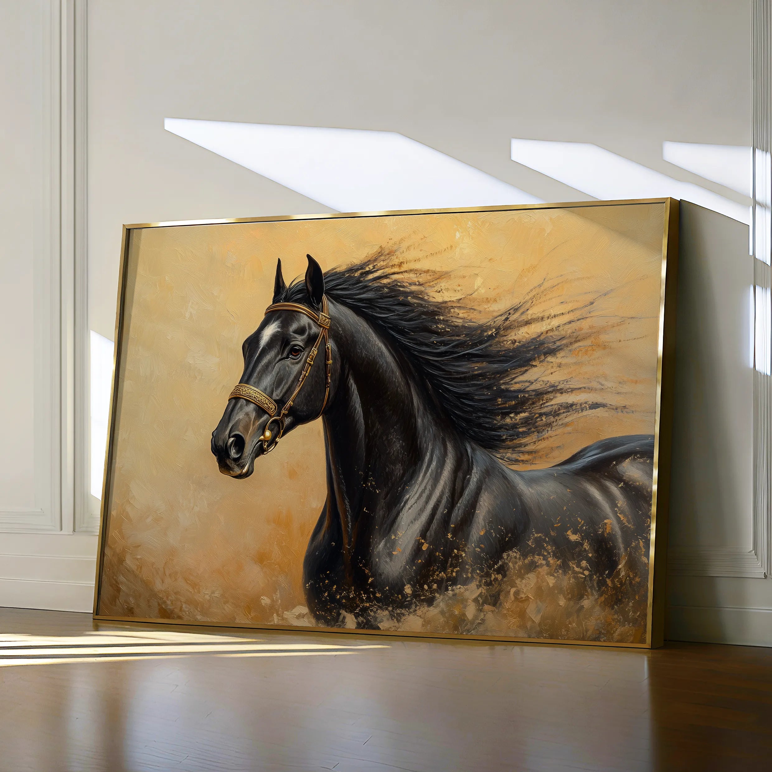 Horses 033 Canvas Art 18" x 24" / 45 x 60 cm / Black