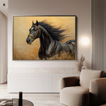 Horses 033 Canvas Art 18" x 24" / 45 x 60 cm / Black