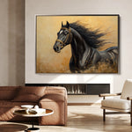 Horses 033 Canvas Art 18" x 24" / 45 x 60 cm / Black