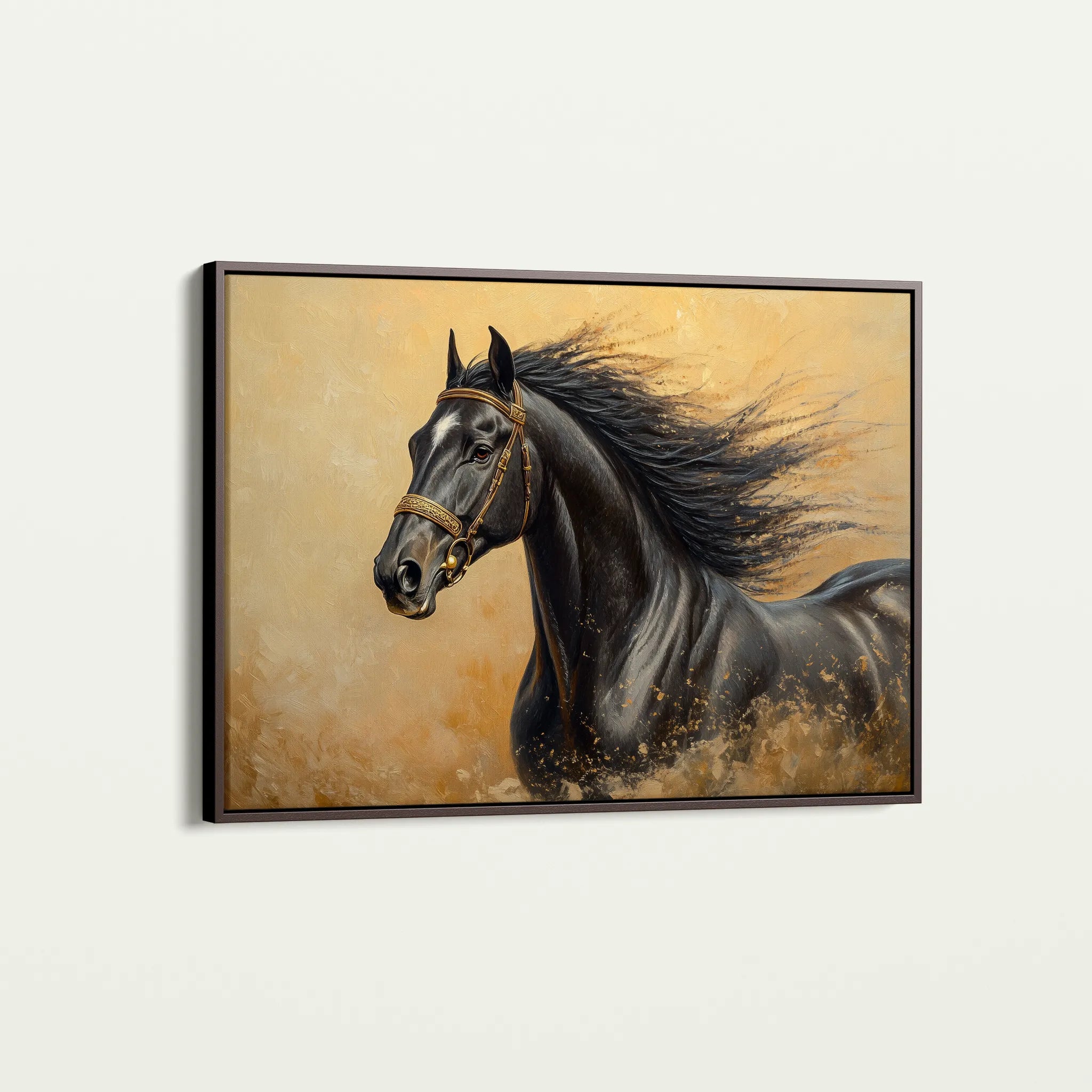 Horses 033 Canvas Art 18" x 24" / 45 x 60 cm / Black