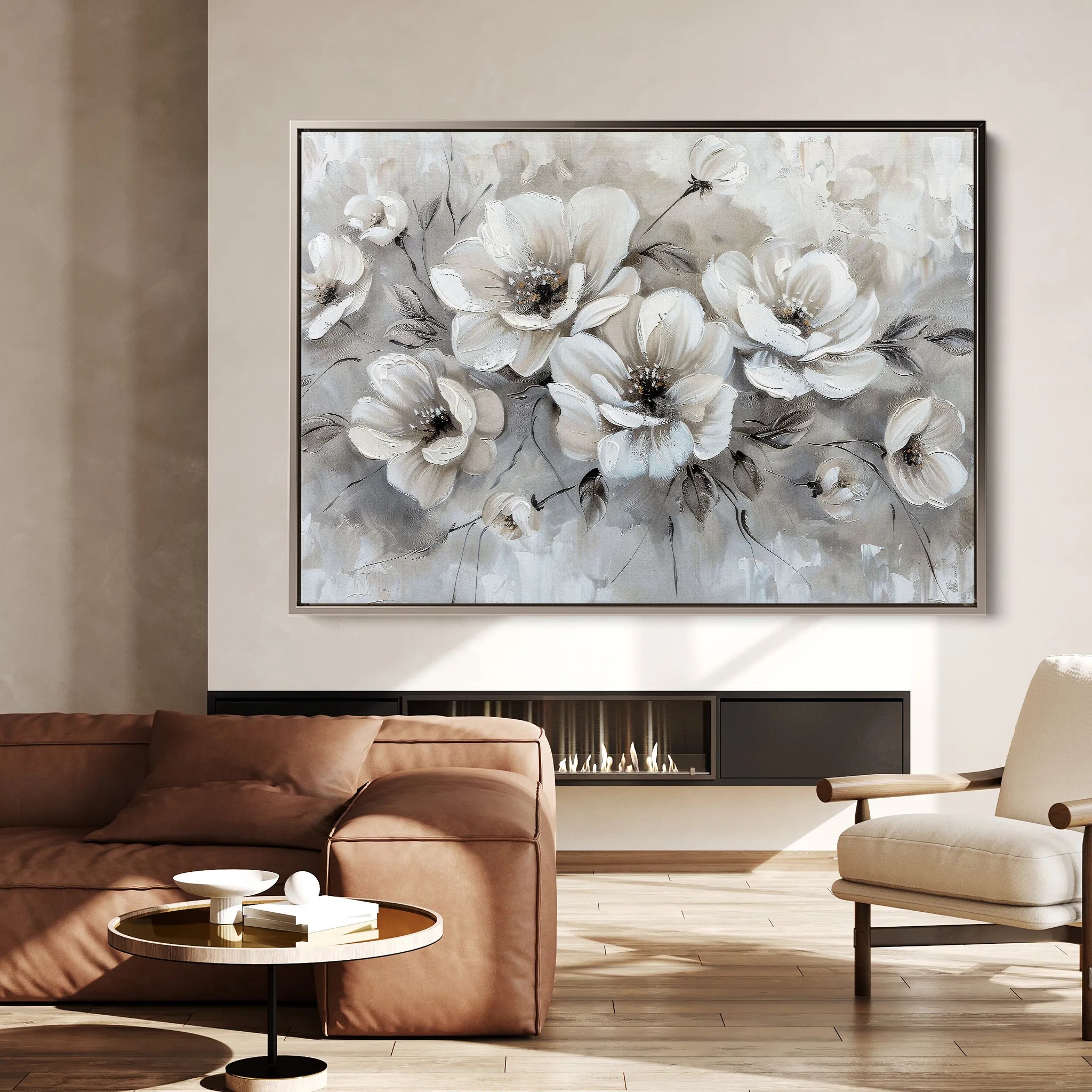 Floral 034 Canvas Art 18" x 24" / 45 x 60 cm / Black