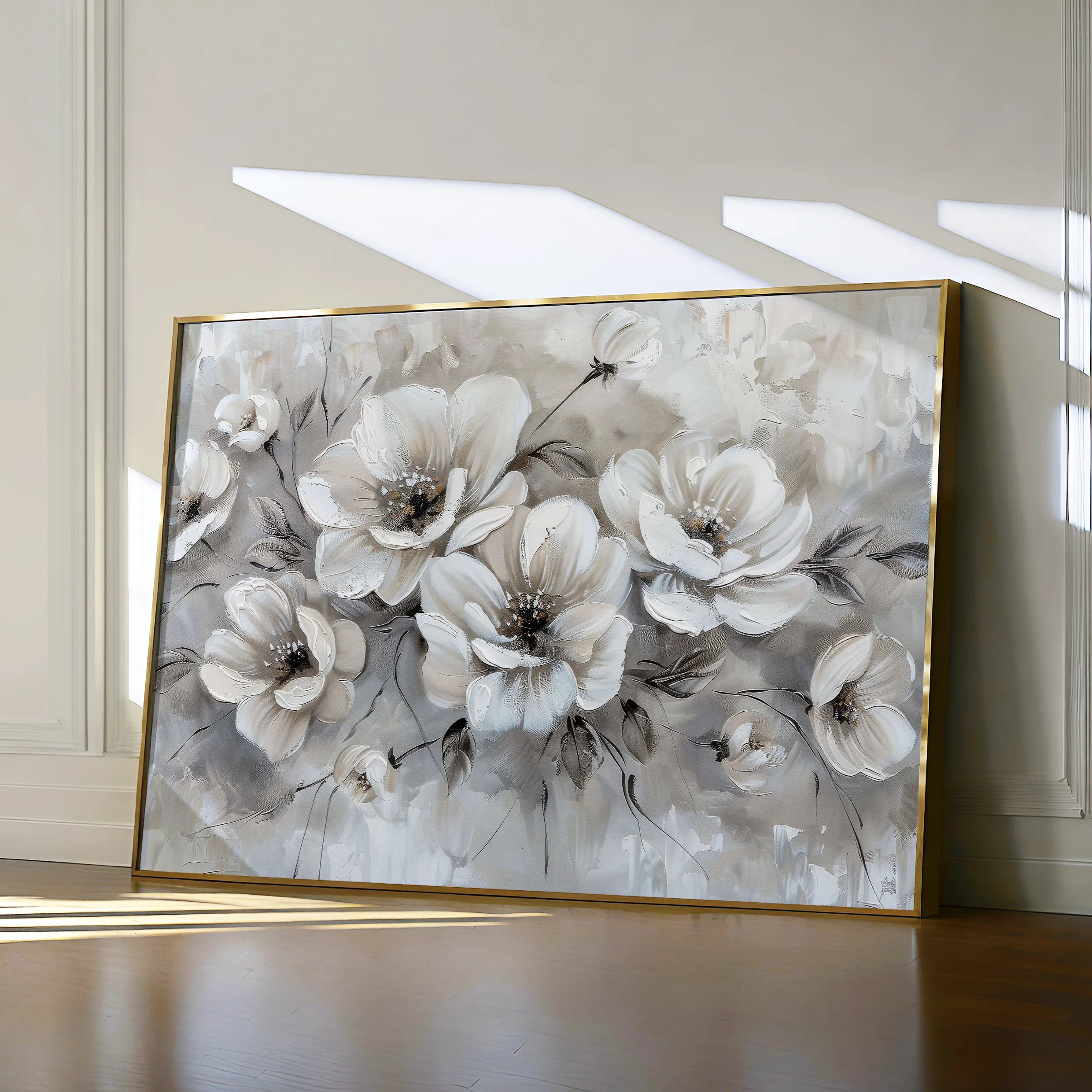 Floral 034 Canvas Art 18" x 24" / 45 x 60 cm / Black
