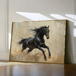 Horses 034 Canvas Art 18" x 24" / 45 x 60 cm / Black