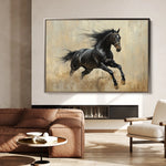 Horses 034 Canvas Art 18" x 24" / 45 x 60 cm / Black