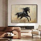 Horses 034 Canvas Art 18" x 24" / 45 x 60 cm / Black