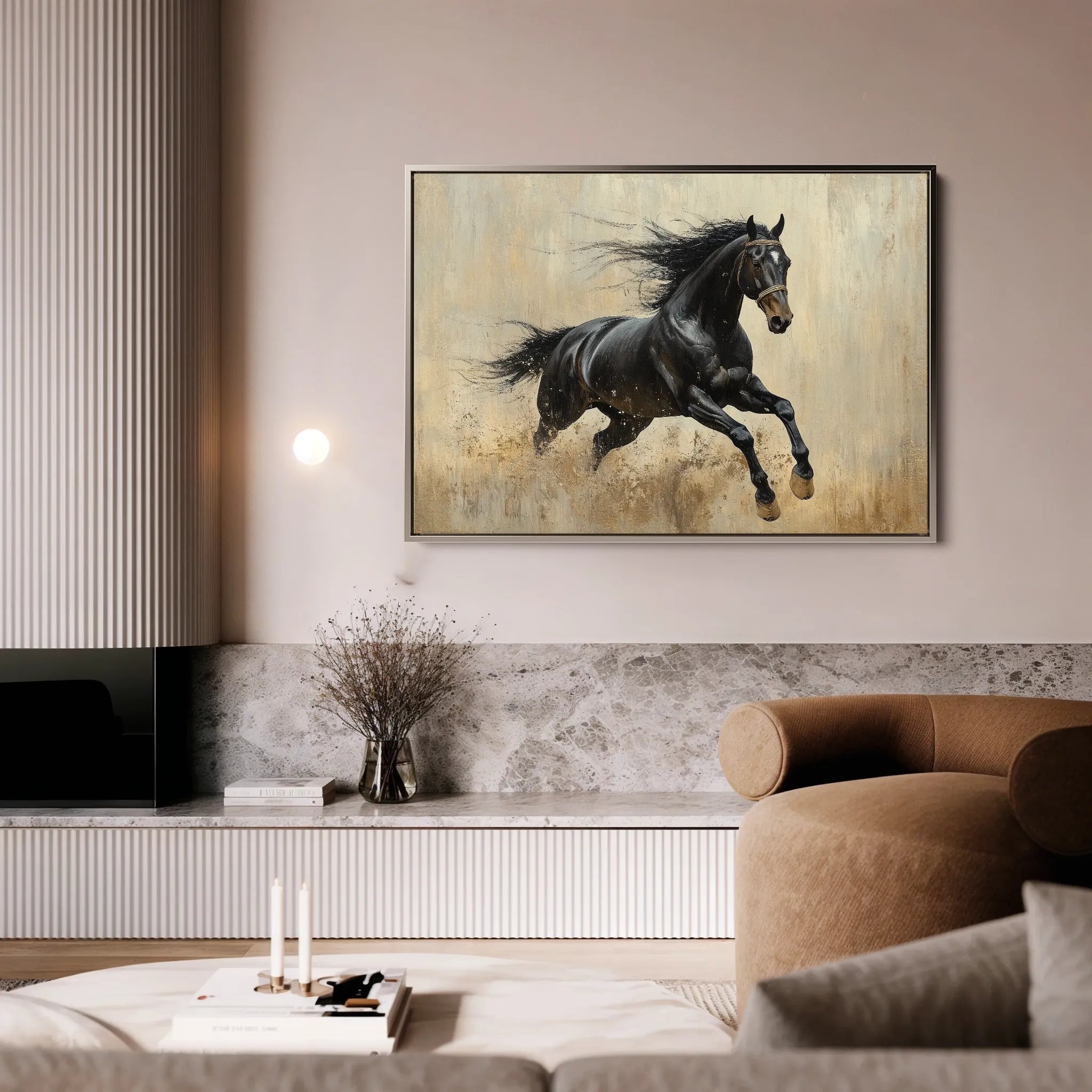 Horses 034 Canvas Art 18" x 24" / 45 x 60 cm / Black