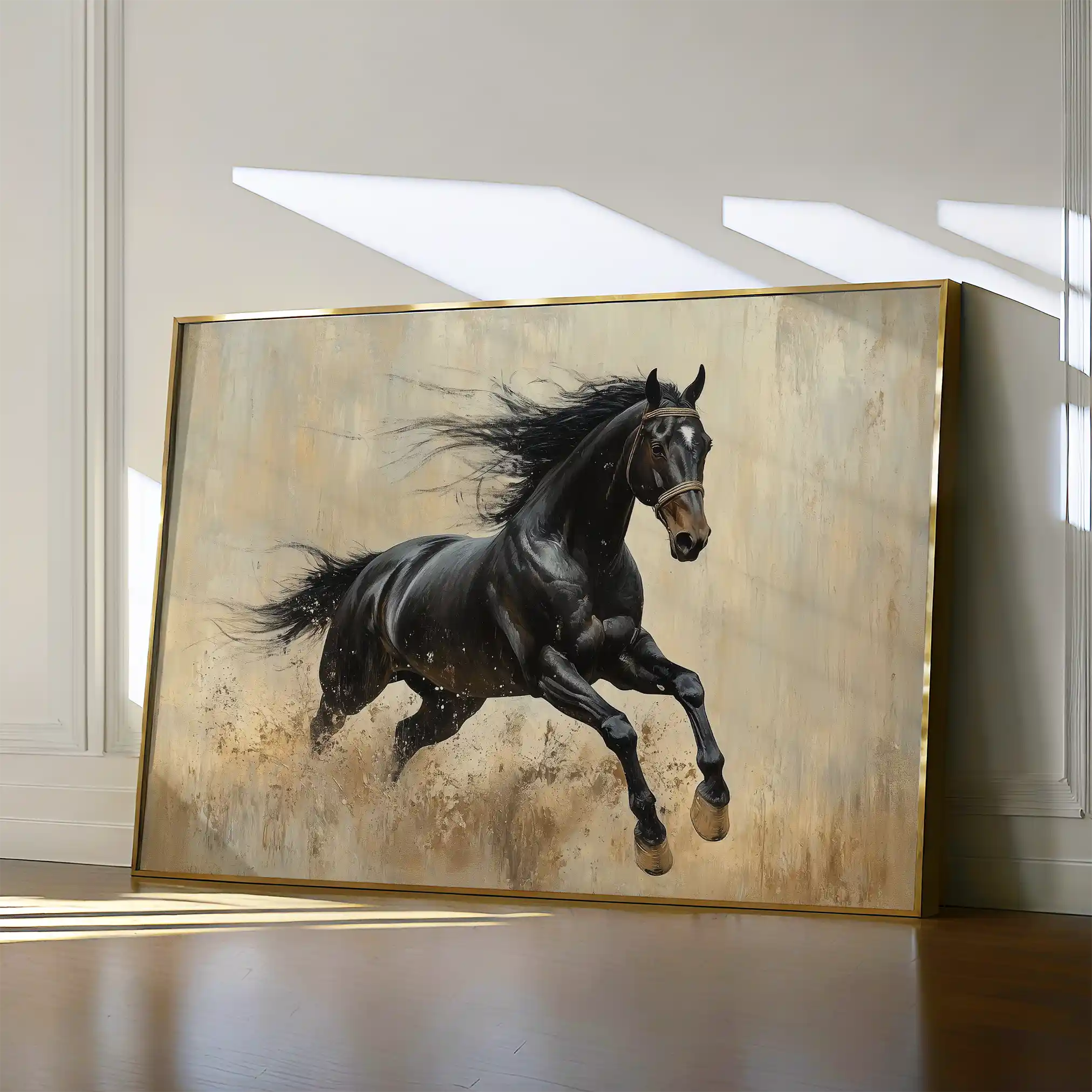 Horses 034 Canvas Art 60 x 40 cm / Black