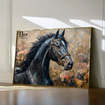 Horses 035 Canvas Art 18" x 24" / 45 x 60 cm / Black